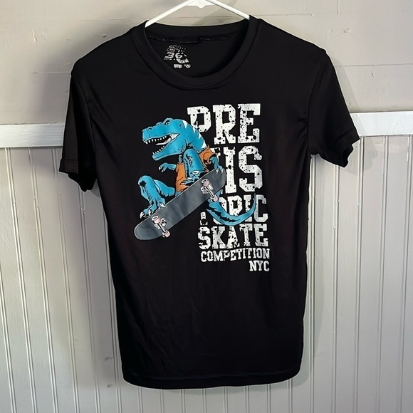 Dinosaur youth black T-shirt size 8 - Picture 1 of 5